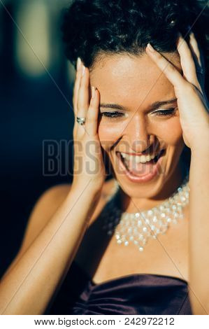 Young Cute Brunette Portrait Posing At Sunset