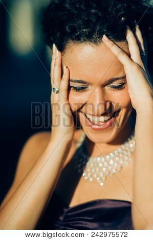 Young Cute Brunette Portrait Posing At Sunset