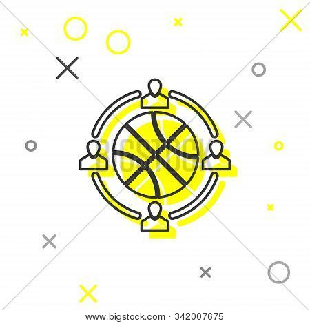 Grey Line Clock With Basketball Ball Inside Icon Isolated On White Background. Basketball Time. Spor