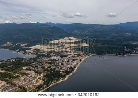 Aerial View Of A Sechelt, Small Town On Sunshine Coast, Located Northwest Of Vancouver, British Colu