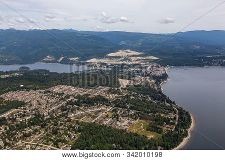 Aerial View Of A Sechelt, Small Town On Sunshine Coast, Located Northwest Of Vancouver, British Colu
