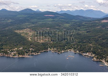 Aerial View Of A Sechelt, Small Town On Sunshine Coast, Located Northwest Of Vancouver, British Colu