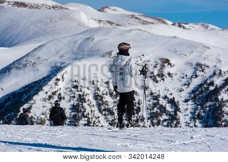 Grandvalira, Andorra : 2019 December 28 : People Having Fun In Sunny Day On Grandvalira Ski Station 