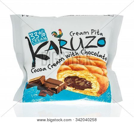 Winneconne, Wi - 15 December 2019 : A Package Of Karuzo Cream Pita On An Isolated Background