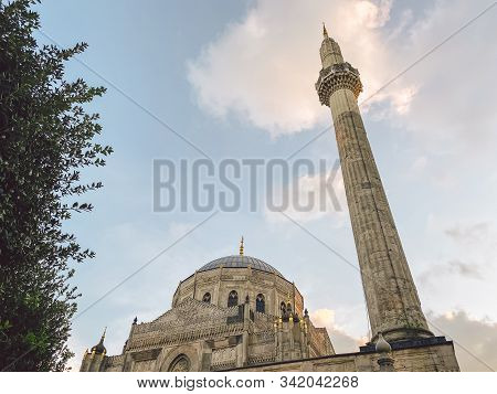 Pertevniyal Valide Sultan Mosque, Istanbul, Turkey. Ottoman Imperial Mosque In Istanbul. Aksaray Val