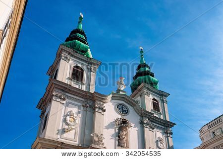 Two Towers Of Church Of Mariahilf On Mariahilfer Strasse Vienna
