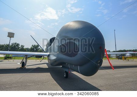 Singapore - Feb 10, 2018. A Northrop Grumman Rq-4 Global Hawk Aircraft Belong To The Us Air Force (u