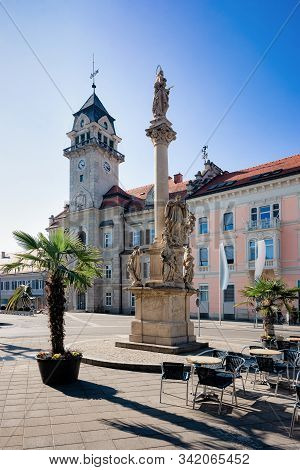 Square At Town Hall With Plague Column Leibnitz Austria