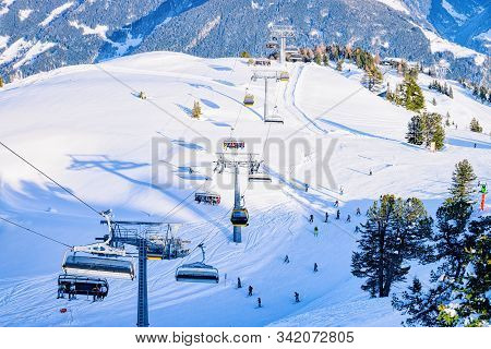 Cable Cars And Chair Lifts At Penken Tyrol In Austria