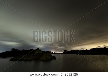 Night Landscape In The Barruecos Natural Area. Extremadura. Spain.