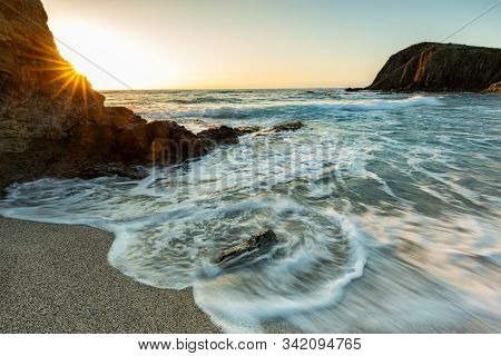 Sunrise On The Coast Of Isleta Del Moro. Natural Park Of Cabo De Gata. Andalucia. Spain.