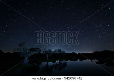 Night Landscape In Arroyo De La Luz. Extremadura. Spain.
