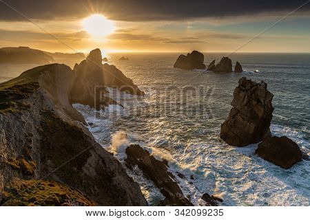 Sunset In The Urros De Liencres. Cantabria. Spain.