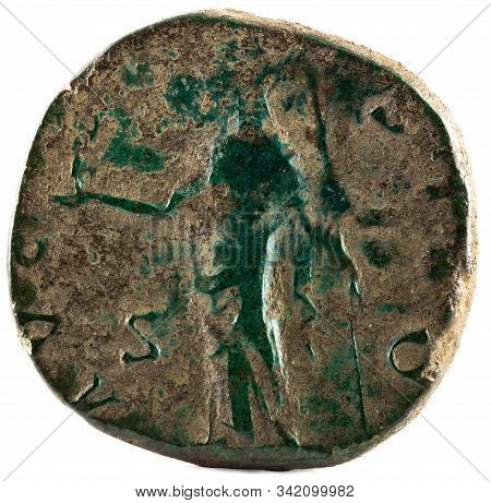 Ancient Roman Bronze Sestertius Coin Of Emperor Faustina I. Reverse.