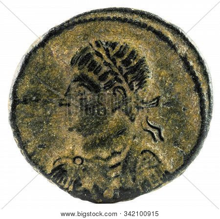 Ancient Roman Copper Coin Of Emperor Constantine Ii. Obverse.