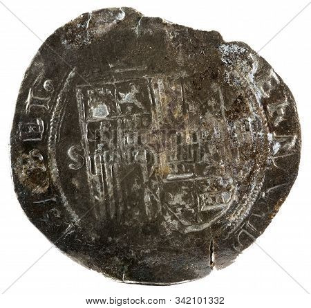 Ancient Spanish Silver Coin Of The Kings Fernando E Isabel. Catholic Kings. Coined In Sevilla. 2 Rea