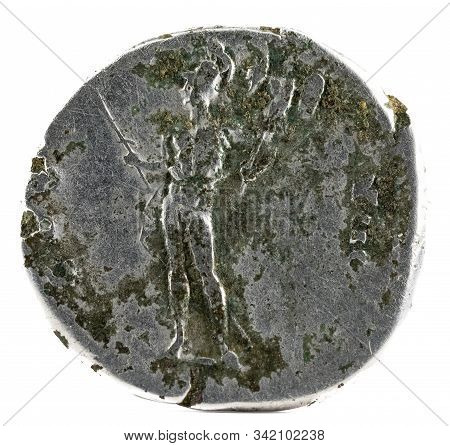 Ancient Roman Silver Denarius Coin Of Emperor Vespasian. Reverse.