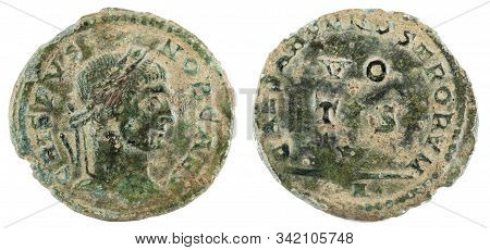 Ancient Roman Copper Coin Of Emperor Crispus.