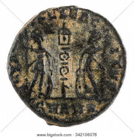Ancient Roman Copper Coin Of Emperor Constantius. Reverse.