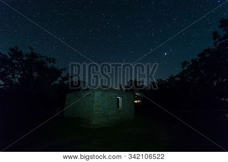 Night Landscape Near Aceituna. Caceres. Extremadura. Spain.