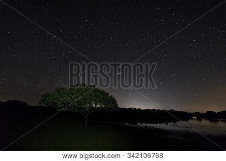 Night Landscape Near Montehermoso. Caceres. Extremadura. Spain