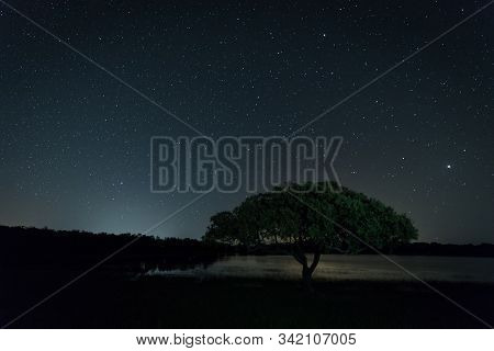 Night Landscape Near Montehermoso. Caceres. Extremadura. Spain