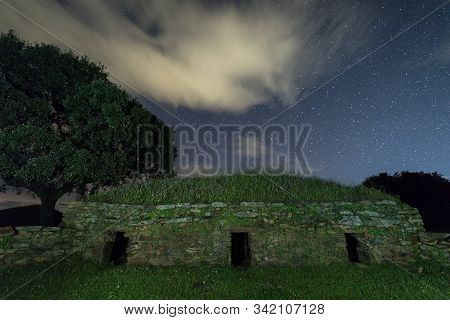 Night Landscape With Old Structure Near Montehermoso. Extremadura. Spain.