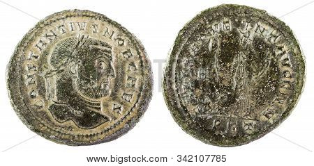Ancient Roman Copper Coin Of Emperor Constantius Chlorus.