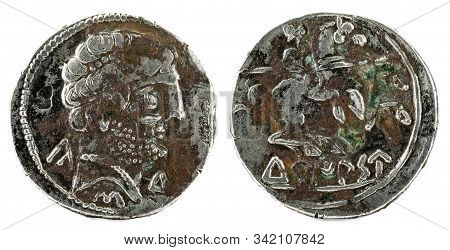 Silver Coin. Ancient Turiaso Iberian Spain Silver Denarius.