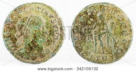 Ancient Roman Copper Coin Of Emperor Constantine I Magnus.