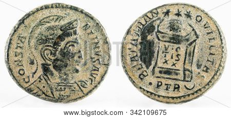 Ancient Roman Copper Coin Of Emperor Constantine I Magnus.