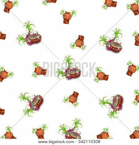 Illustration Of Happy Pongal Seamless Pattern. Illustration, Happy Pongal Seamless Pattern. Holiday 