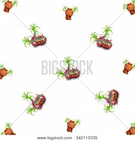 Illustration Of Happy Pongal Seamless Pattern. Illustration, Happy Pongal Seamless Pattern. Holiday 