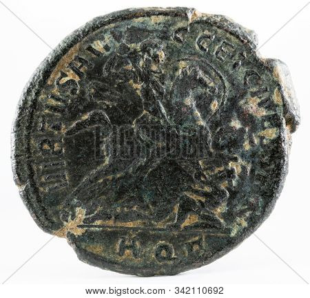 Ancient Roman Copper Coin Of Emperor Constantine I Magnus. Reverse.