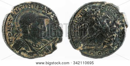 Ancient Roman Copper Coin Of Emperor Constantine I Magnus.