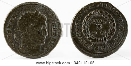Ancient Roman Copper Coin Of Emperor Constantine I Magnus.