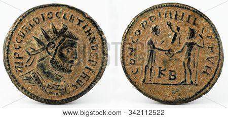 Antoninianus. Ancient Roman Copper Coin Of Emperor Diocletian.