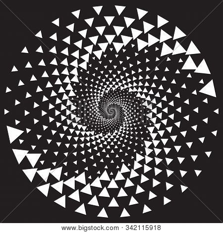 Dotted Halftone Vector Spiral Color Pattern Or Texture. Stipple Dot Backgrounds With Treangles