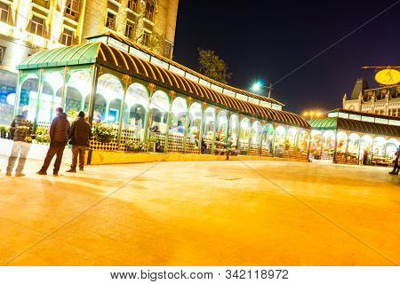 Night View Of Tbilisi City Downtown