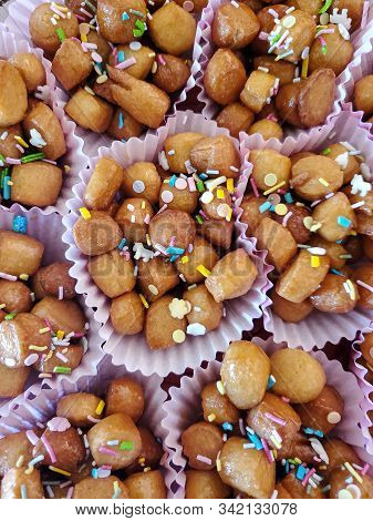 Christmas Traditional Neapolitan Sweets Struffoli, Italian Homemade Kitchen Food