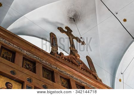 Jerusalem, Israel, December 28, 2018 : The Interior Of The St. Nicholas Church Dungeon In Bayt Jala 