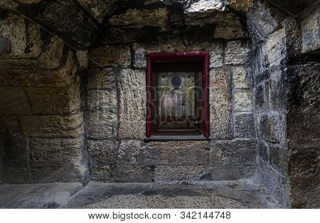 Jerusalem, Israel, December 28, 2018 : The Interior Of The St. Nicholas Church Dungeon In Bayt Jala 