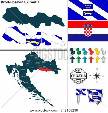 Vector Map Of Brod Posavina And Location On Croatian Map