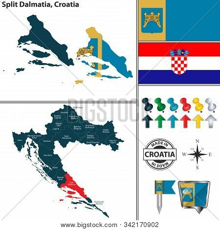 Vector Map Of Split Dalmatia And Location On Croatian Map