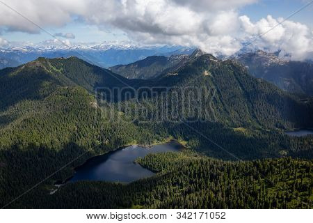 Tetrahedron Provincial Park Near Sechelt, Sunshine Coast, Bc, Canada. Beautiful Aerial View Of Canad