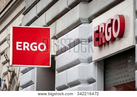 Prague, Czechia - November 2, 2019: Ergo Pojistovna Logo On Their Office For Prague, Ergo Pojistovna