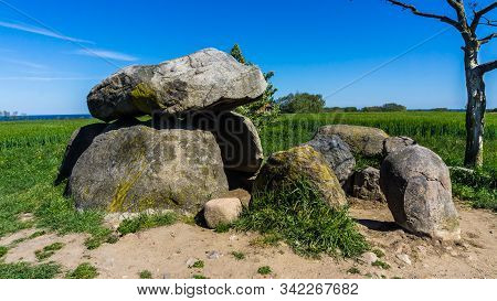Ancient Stone Gravesite On A Field Near Rerik, Germany