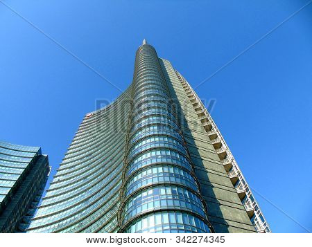 Milan, Italy - 12/22/2019: An Amazing Caption To The City Of Milan In Winter Days . Large Panoramic 