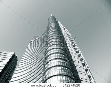 Milan, Italy - 12/22/2019: An Amazing Caption To The City Of Milan In Winter Days . Large Panoramic 