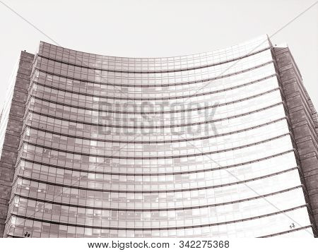 Milan, Italy - 12/22/2019: An Amazing Caption To The City Of Milan In Winter Days . Large Panoramic 